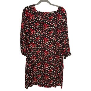 GAP Black Floral Pattern V Back Flowy Airy Shift Dress. Large. NEW.